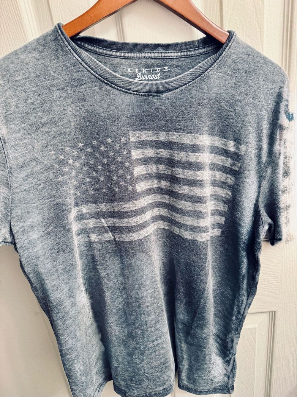 Lucky Brand Heathered Gray Venice Burnout Tee